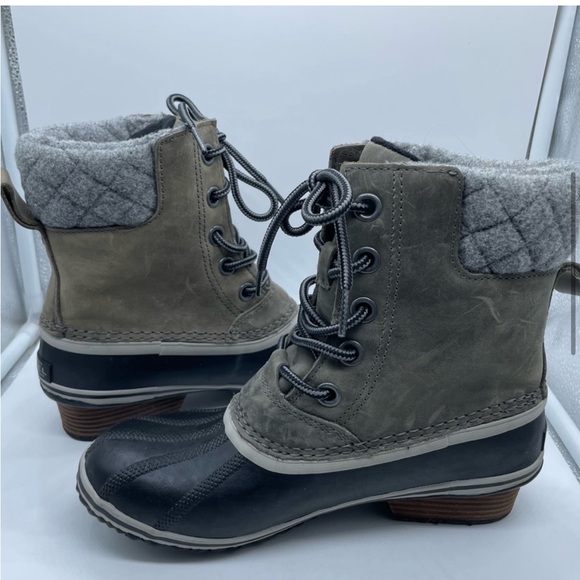 SOREL Slimpak II Women’s Ankle Boots Taupe Grey Suede Black 7.5 Waterproof - Picture 2 of 9